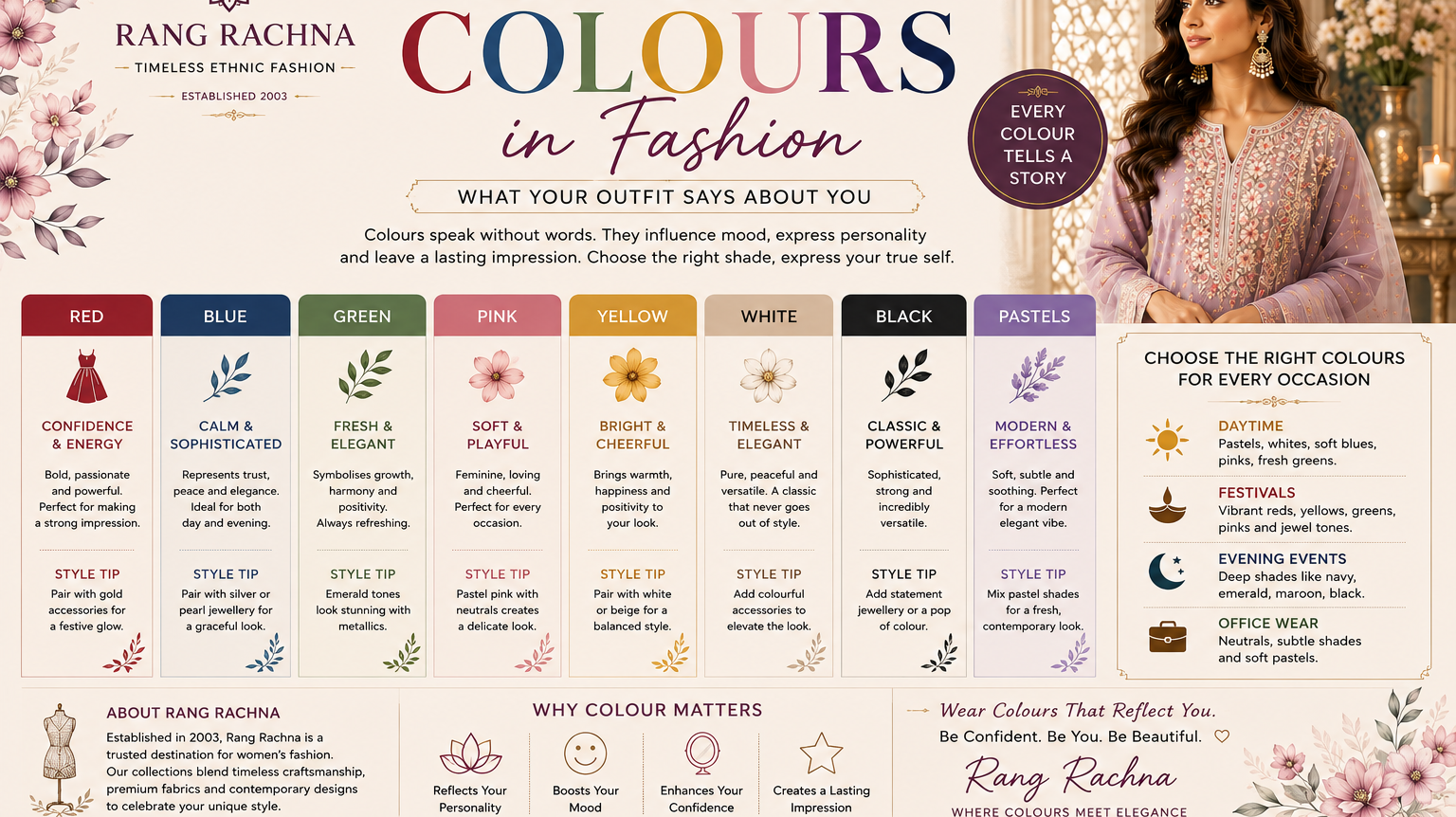 The Psychology of Colours in Fashion: What Your Outfit Says About You | Rang Rachna