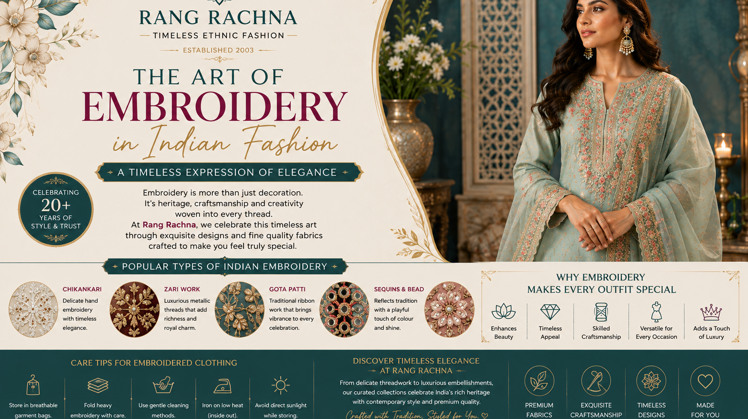 The Art of Embroidery in Indian Fashion: A Timeless Expression of Elegance | Rang Rachna