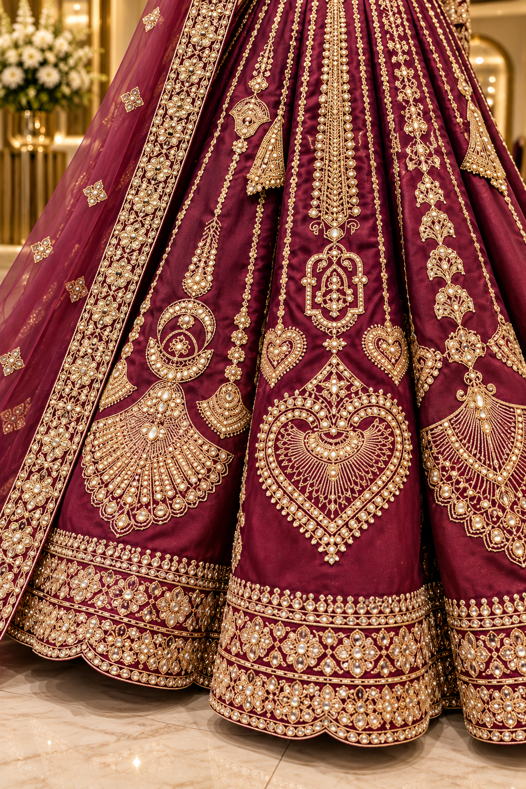Maroon Lehenga Set with Dupatta - Rang Rachna festive wear