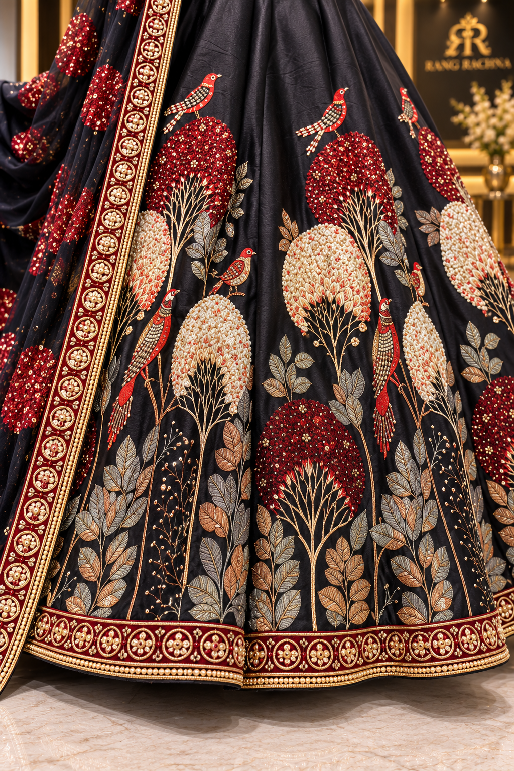 Black Lehenga Set with Dupatta - Rang Rachna festive wear