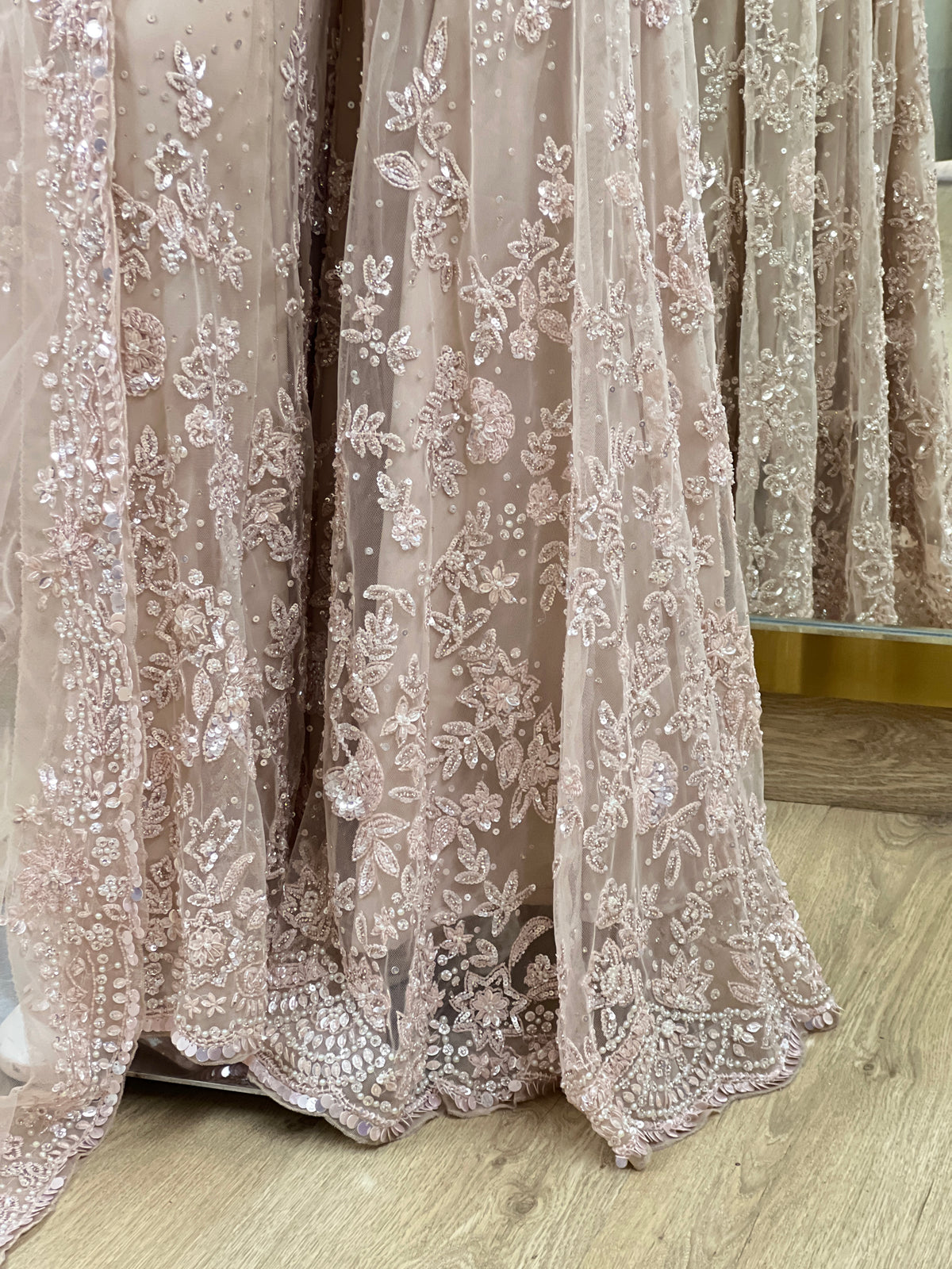 Blush Pink Embroidered Sharara Suit Set with Dupatta - full look