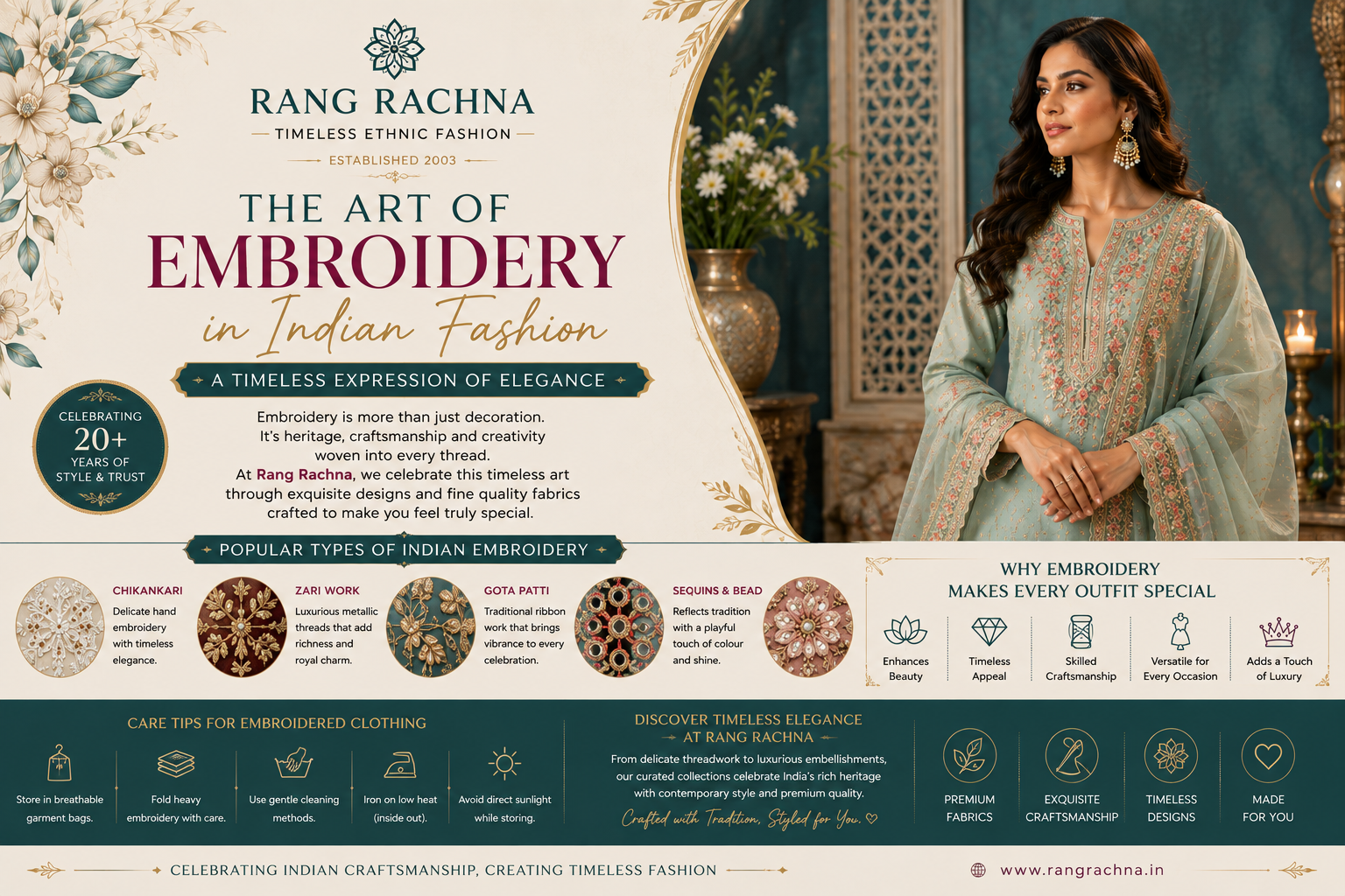 The Art of Embroidery in Indian Fashion: A Timeless Expression of Elegance | Rang Rachna
