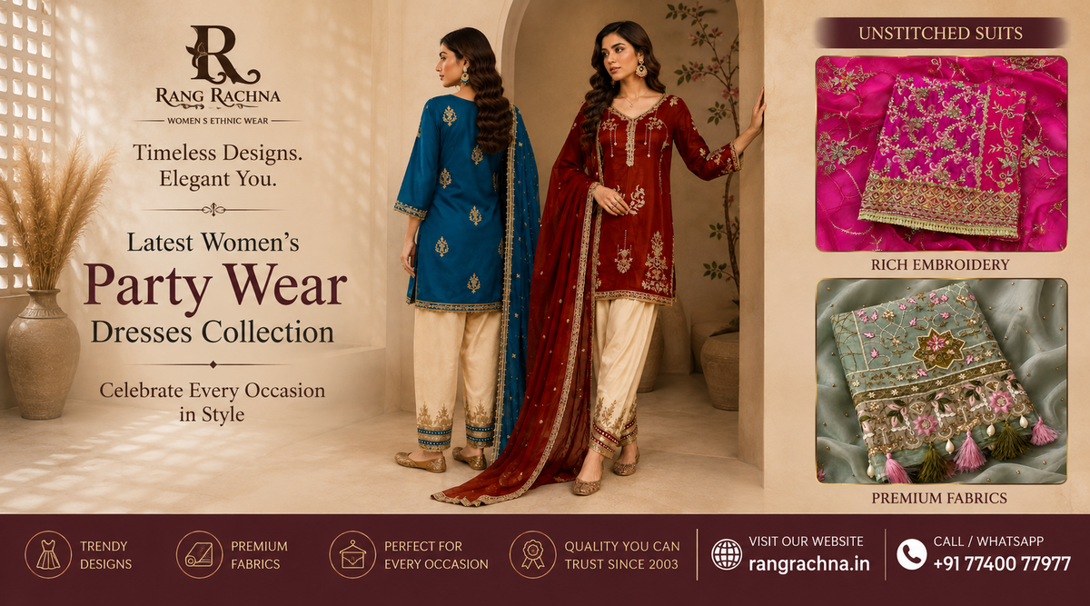 Latest Women’s Party Wear Dresses & Unstitched Suits Collection