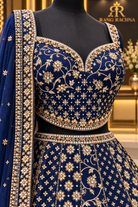 Deep Blue Lehenga Set with Dupatta - detail view