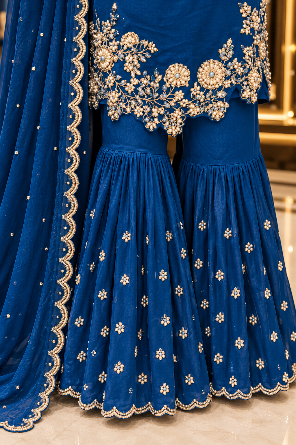 Deep Blue Palazzo Suit Set with Dupatta - Rang Rachna festive wear