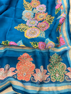 Blue Organza Unstitched Suit Set with Dupatta - full look