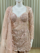 Blush Pink Embroidered Sharara Suit Set with Dupatta - detail view