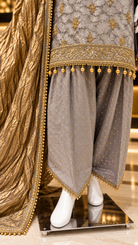 Mauve Grey Farshi Suit Set with Dupatta - Rang Rachna festive wear
