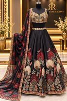 Black Lehenga Set with Dupatta - front view | Rang Rachna