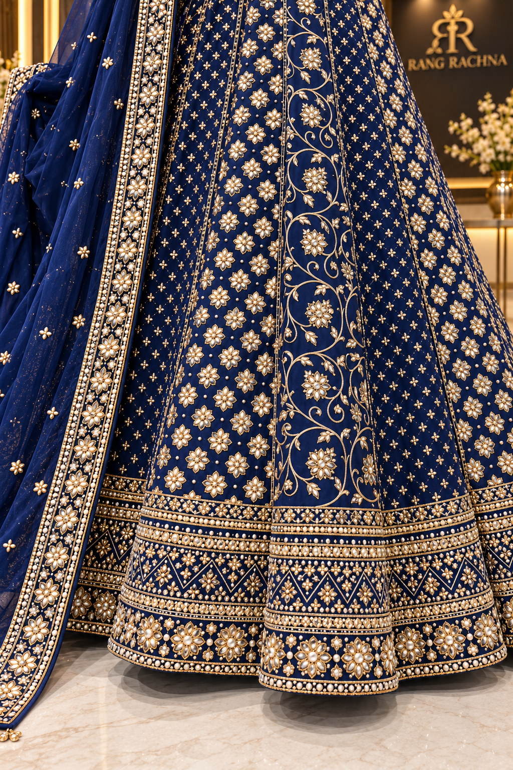 Deep Blue Lehenga Set with Dupatta - Rang Rachna festive wear