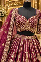 Maroon Lehenga Set with Dupatta - detail view