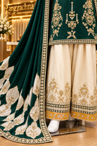 Bottle Green & Cream Farshi Suit Set with Dupatta - Rang Rachna festive wear