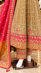 Light Gold Anarkali Suit Set with Dupatta - Rang Rachna festive wear