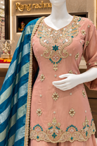 Mauve Pink Sharara Suit Set with Dupatta - detail view