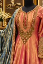 Rust Orange Anarkali Suit Set with Dupatta - front view | Rang Rachna